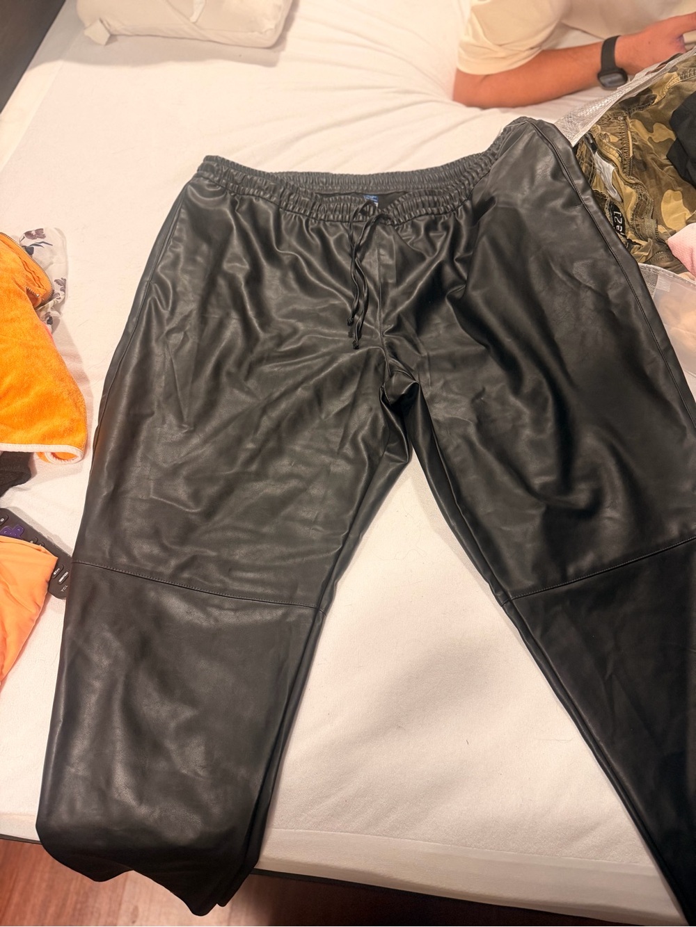 Women’s Black Leather Jogger Pants - Classic Street Style